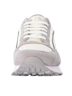 Armani Exchange Side Logo Suede Trainers - Off White/Silver -Standout Fashion Shop 48702d