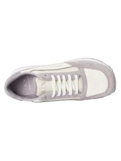 Armani Exchange Side Logo Suede Trainers - Off White/Silver -Standout Fashion Shop 48702f