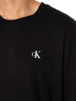 Calvin Klein Jeans Monologo Longsleeved Back Graphic T-Shirt - Black/Bright White -Standout Fashion Shop 48720d