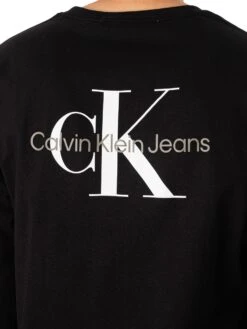Calvin Klein Jeans Monologo Longsleeved Back Graphic T-Shirt - Black/Bright White -Standout Fashion Shop 48720e