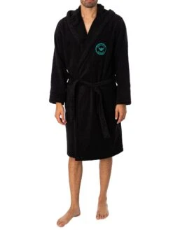 Emporio Armani Hooded Bathrobe - Black