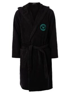 Emporio Armani Hooded Bathrobe - Black -Standout Fashion Shop 48756g
