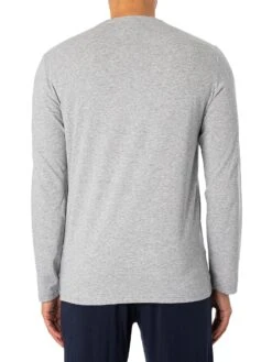 Emporio Armani Logo Longsleeved Pyjama Set - Grey Melange/Marine -Standout Fashion Shop 48757d