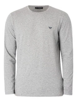 Emporio Armani Logo Longsleeved Pyjama Set - Grey Melange/Marine -Standout Fashion Shop 48757f