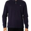 GANT Regular Shield Longsleeved Pique Polo Shirt - Evening Blue