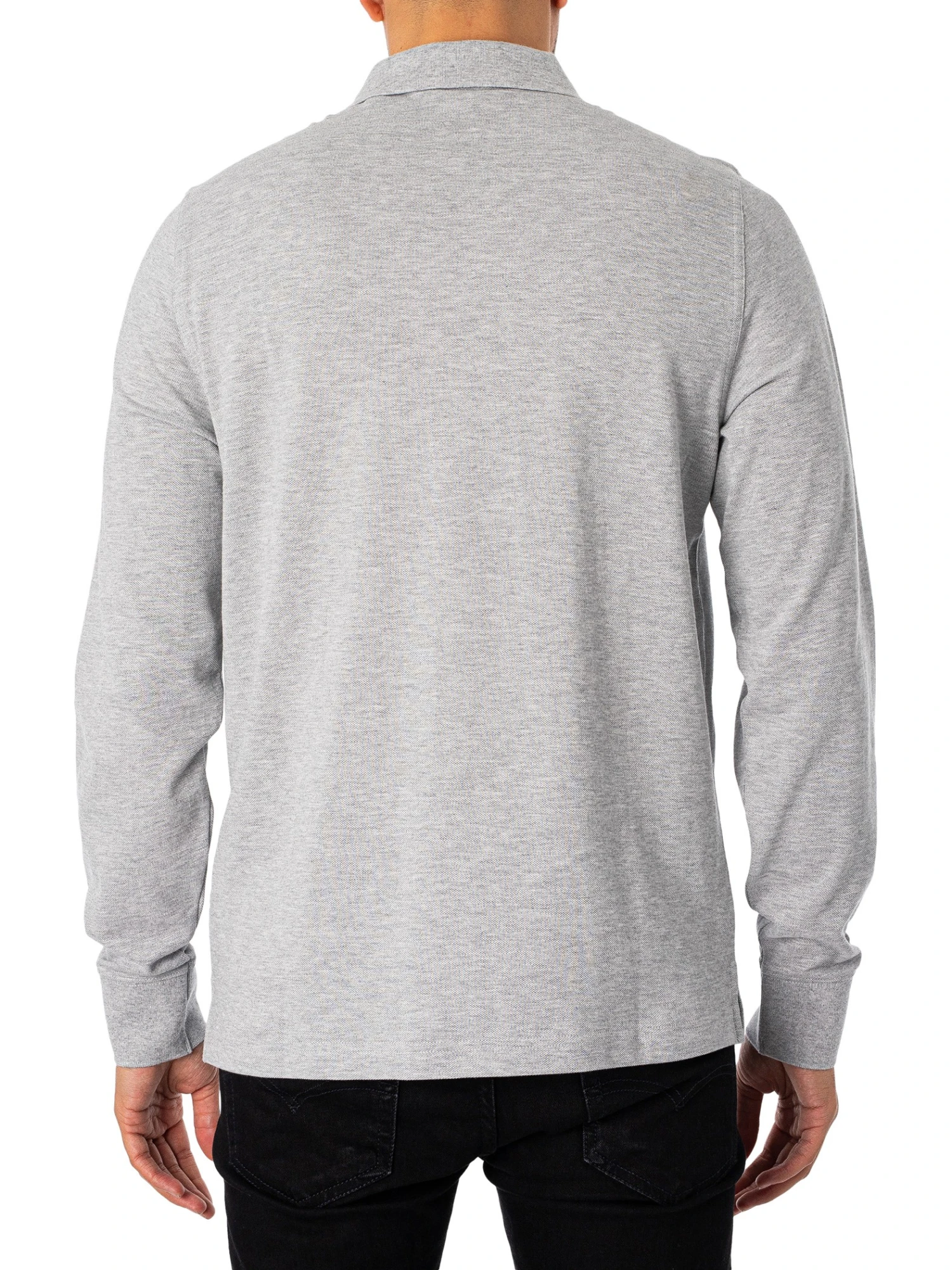 GANT Regular Shield Longsleeved Pique Polo Shirt - Grey Melange 3 GANT Regular Shield Longsleeved Pique Polo Shirt - Grey Melange - Image 3