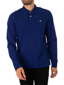 GANT Regular Shield Longsleeved Pique Polo Shirt - Rich Navy