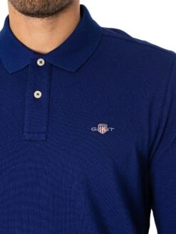 GANT Regular Shield Longsleeved Pique Polo Shirt - Rich Navy 8 GANT Regular Shield Longsleeved Pique Polo Shirt - Rich Navy -Standout Fashion Shop 48772d