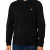 GANT Regular Shield Longsleeved Pique Polo Shirt - Black