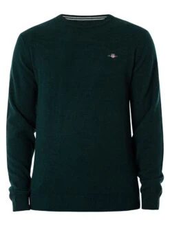 GANT Superfine Lambswool Sweatshirt - Tartan Green -Standout Fashion Shop 48774e