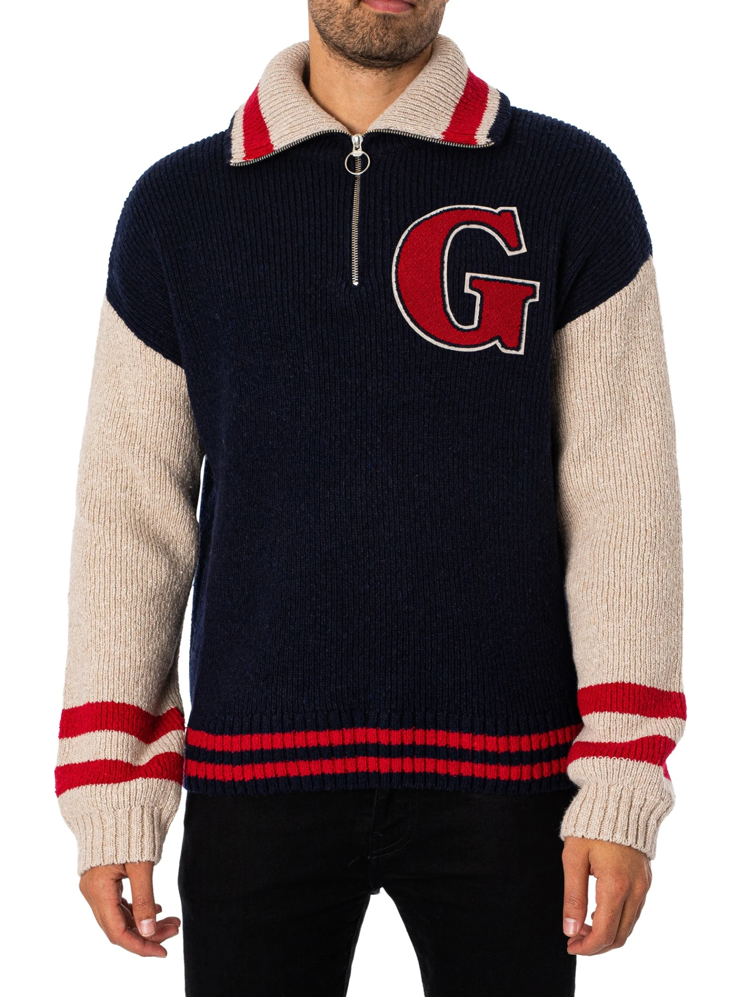 GANT Wool Neps Letterman Jacket - Evening Blue 1 GANT Wool Neps Letterman Jacket - Evening Blue