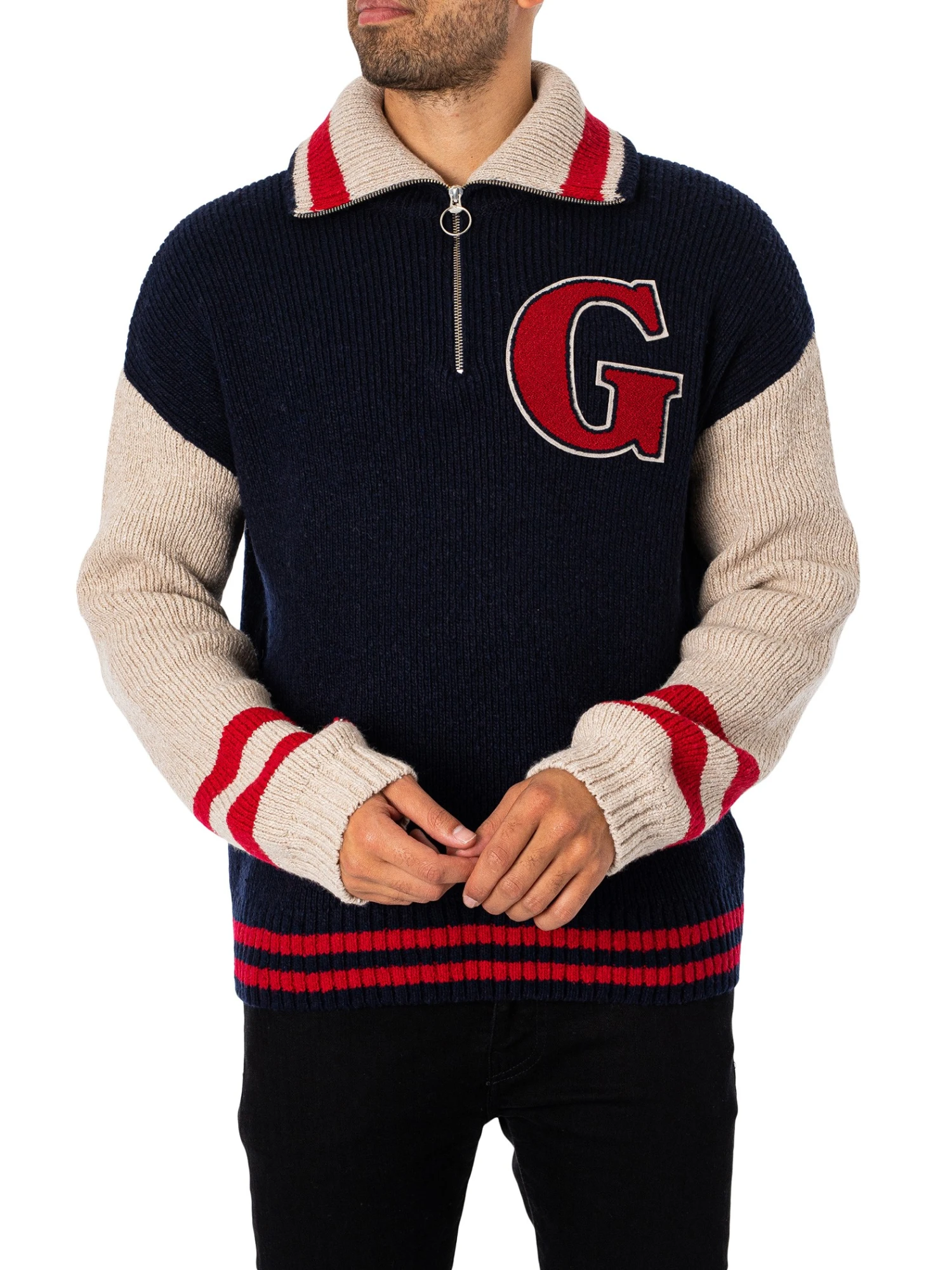 GANT Wool Neps Letterman Jacket - Evening Blue 2 GANT Wool Neps Letterman Jacket - Evening Blue - Image 2