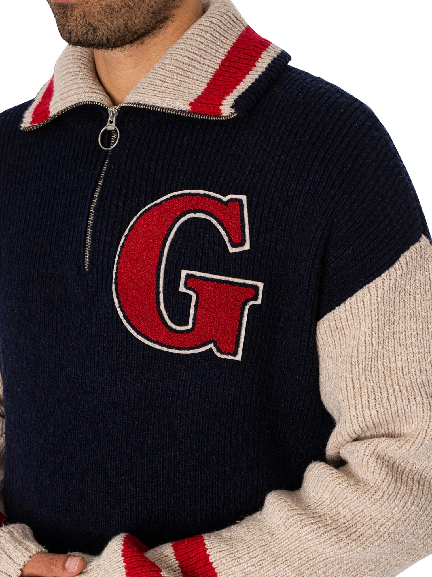 GANT Wool Neps Letterman Jacket - Evening Blue 4 GANT Wool Neps Letterman Jacket - Evening Blue - Image 4