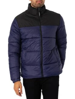 Jack & Jones Toby Puffer Collar Jacket - Navy Blazer