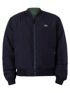 Lacoste Reversible Quilted Taffeta Bomber Jacket - Navy/Green -Standout Fashion Shop 48796i