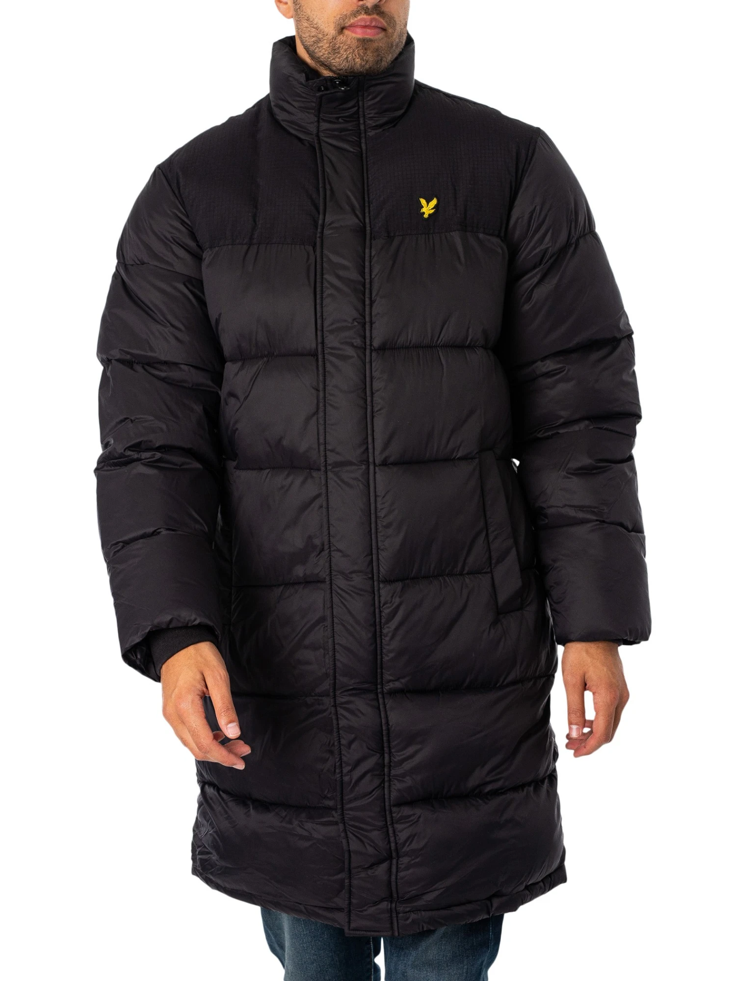 Lyle & Scott Longline Wadded Puffer Jacket - Jet Black 1 Lyle & Scott Longline Wadded Puffer Jacket - Jet Black