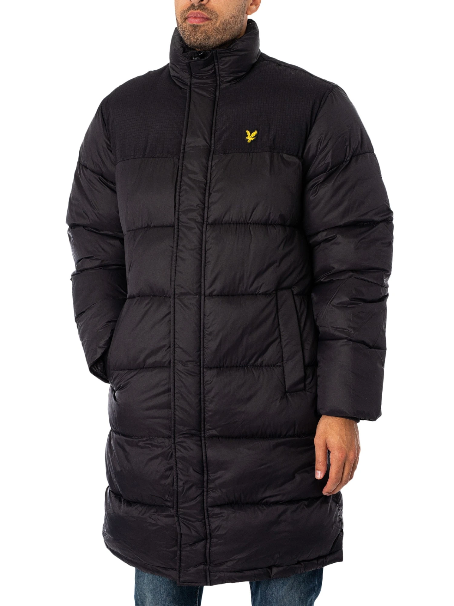 Lyle & Scott Longline Wadded Puffer Jacket - Jet Black 2 Lyle & Scott Longline Wadded Puffer Jacket - Jet Black - Image 2