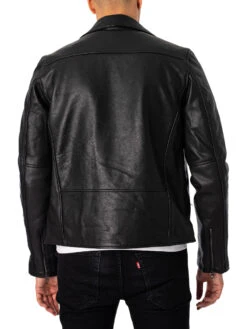 Schott Cross Zip Leather Jacket - Black -Standout Fashion Shop 48818c