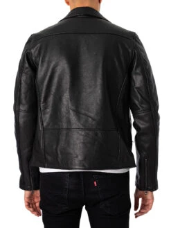 Schott Cross Zip Leather Jacket - Black -Standout Fashion Shop 48818d