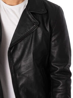 Schott Cross Zip Leather Jacket - Black -Standout Fashion Shop 48818e