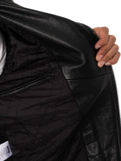 Schott Cross Zip Leather Jacket - Black -Standout Fashion Shop 48818g