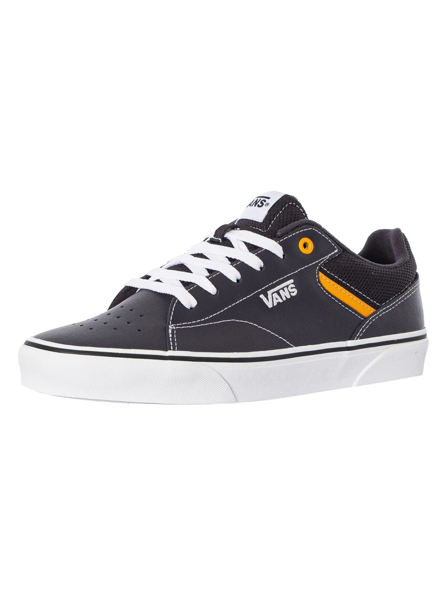 Vans Seldan Leather Trainers - Charcoal/Yellow 1 Vans Seldan Leather Trainers - Charcoal/Yellow