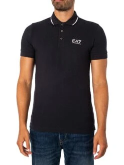 EA7 Collar Strip Polo Shirt - Night Blue