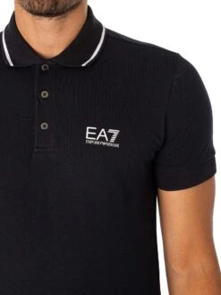 EA7 Collar Strip Polo Shirt - Night Blue -Standout Fashion Shop 48977d