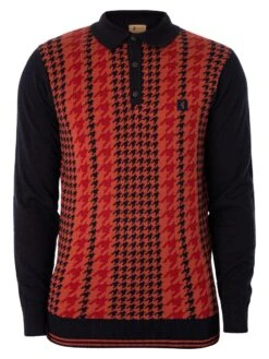 Gabicci Filmar Longsleeved Polo Shirt - Navy -Standout Fashion Shop 49010f