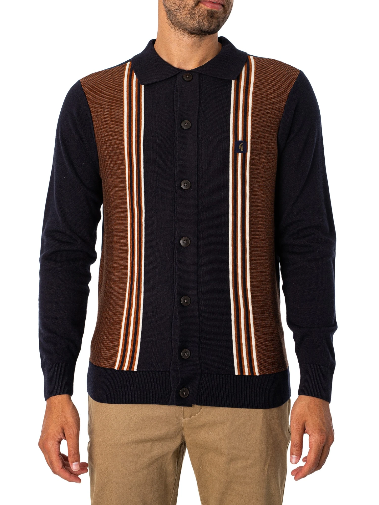 Gabicci Hanson Longsleeved Polo Shirt - Navy 1 Gabicci Hanson Longsleeved Polo Shirt - Navy