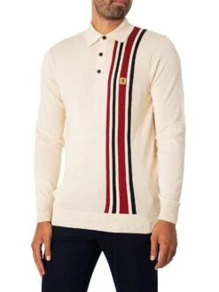 Gabicci Soda Longsleeved Polo Shirt - Cream