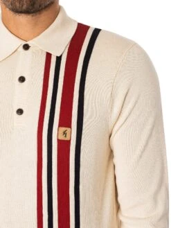 Gabicci Soda Longsleeved Polo Shirt - Cream -Standout Fashion Shop 49019d