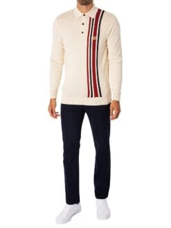 Gabicci Soda Longsleeved Polo Shirt - Cream -Standout Fashion Shop 49019e