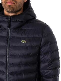 Lacoste Logo Puffer Jacket - Blue Marine -Standout Fashion Shop 49052d