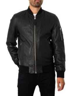 Schott Bombers Leather Jacket - Black