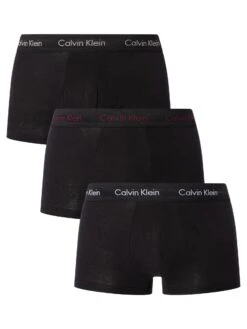 Calvin Klein 3 Pack Low Rise Trunks - Black (White/Port/Porpoise Logos)