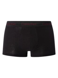 Calvin Klein 3 Pack Low Rise Trunks - Black (White/Port/Porpoise Logos) -Standout Fashion Shop 49160e