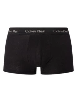 Calvin Klein 3 Pack Low Rise Trunks - Black (White/Port/Porpoise Logos) -Standout Fashion Shop 49160g