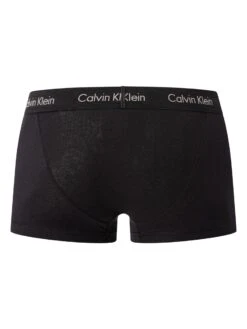 Calvin Klein 3 Pack Low Rise Trunks - Black (White/Port/Porpoise Logos) -Standout Fashion Shop 49160h