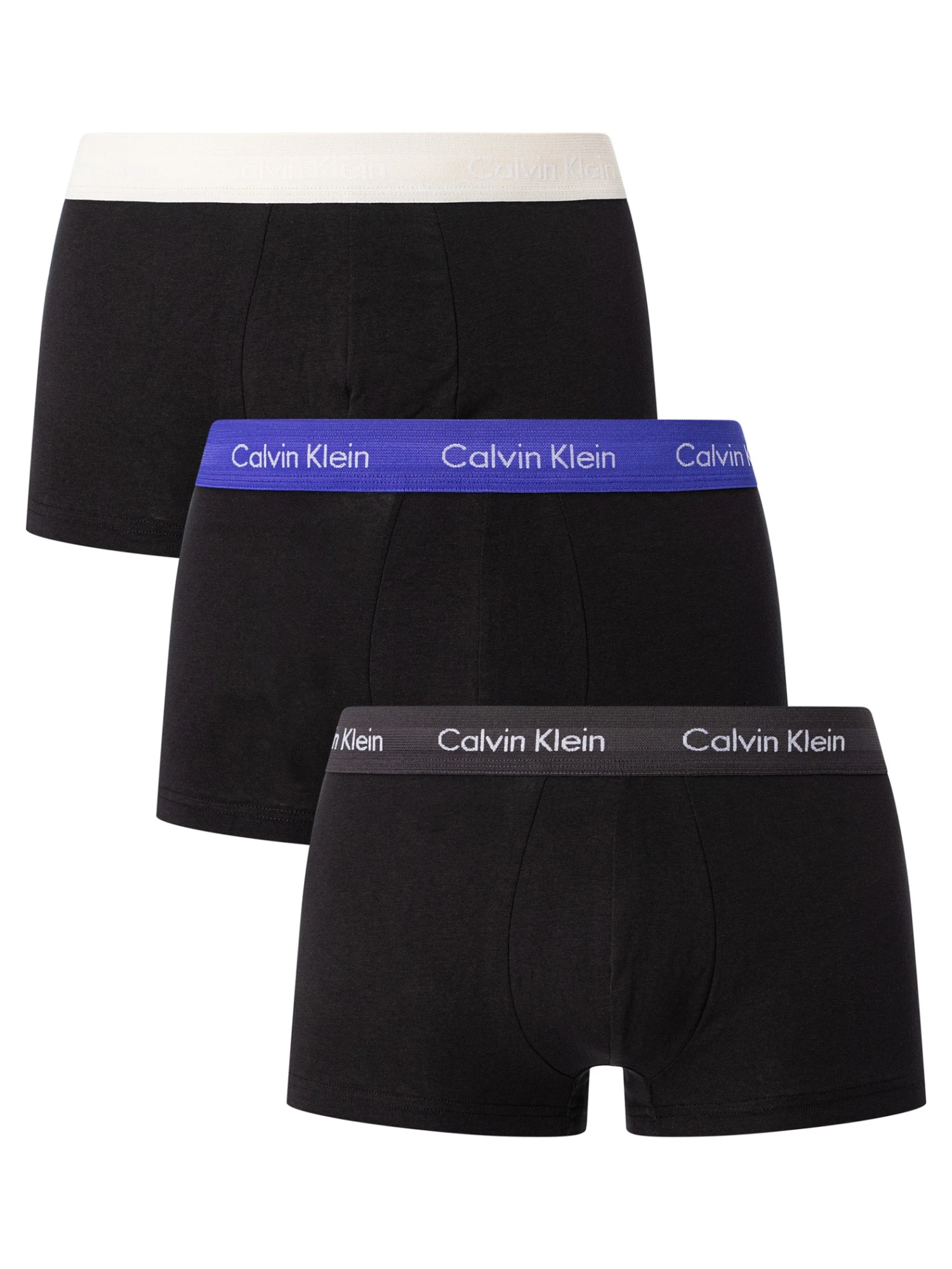 Calvin Klein 3 Pack Low Rise Trunks - Black (Dark Grey/Blue/Grey) 1 Calvin Klein 3 Pack Low Rise Trunks - Black (Dark Grey/Blue/Grey)