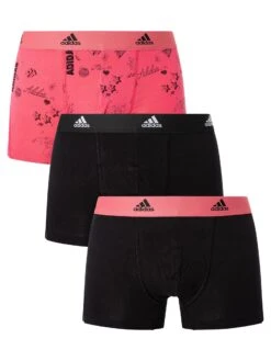 Adidas 3 Pack Active Flex Trunks - Black/Port Pink