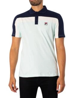 Fila Kaiser Vintage Polo Shirt - Blue Glass/Navy/Egret