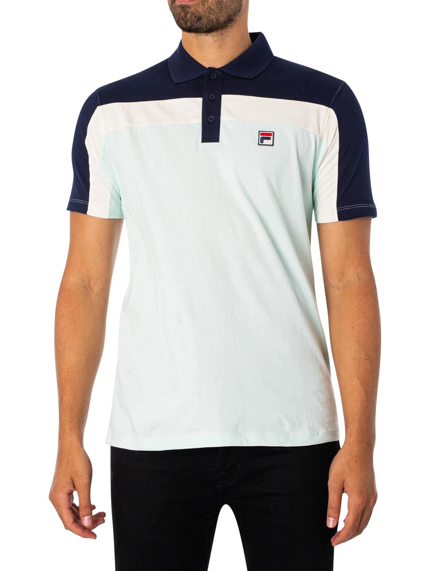 Fila Kaiser Vintage Polo Shirt - Blue Glass/Navy/Egret 1 Fila Kaiser Vintage Polo Shirt - Blue Glass/Navy/Egret