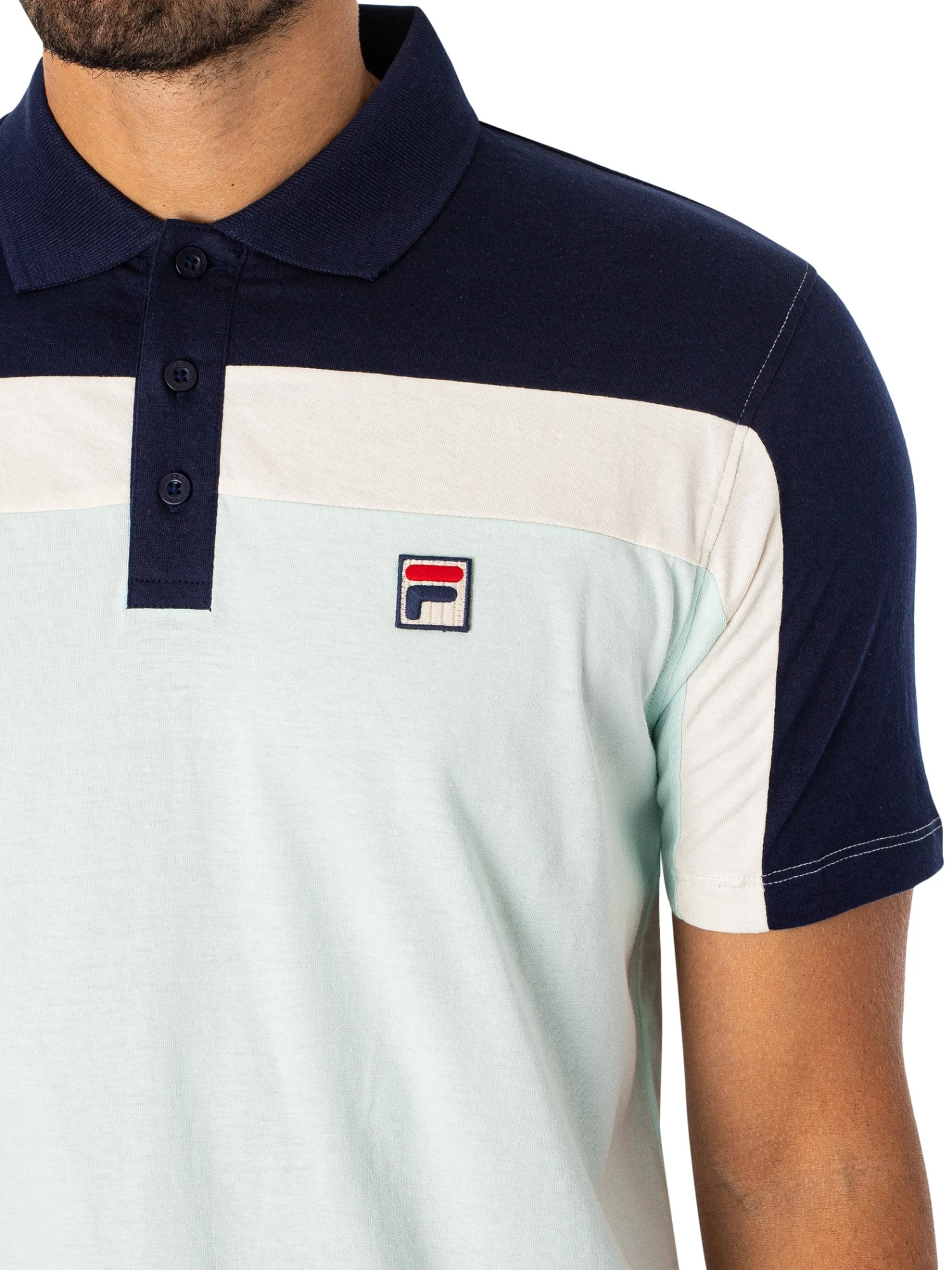 Fila Kaiser Vintage Polo Shirt - Blue Glass/Navy/Egret 4 Fila Kaiser Vintage Polo Shirt - Blue Glass/Navy/Egret - Image 4
