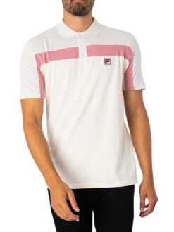 Fila Kaiser Vintage Polo Shirt - Egret/Nimbus Cloud/Foxglove