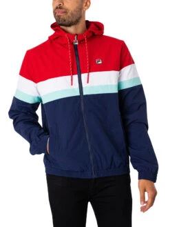 Fila Shaan Colourblock Zip Jacket - Navy/Equestrian Red/White