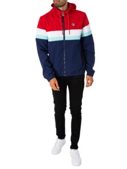 Fila Shaan Colourblock Zip Jacket - Navy/Equestrian Red/White -Standout Fashion Shop 49273e