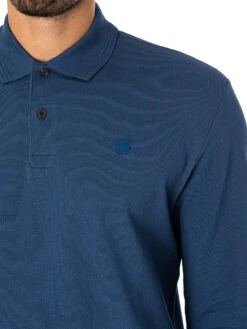 G-Star RAW Dunda Core Longsleeved Polo Shirt - Rank Blue -Standout Fashion Shop 49276d