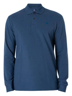 G-Star RAW Dunda Core Longsleeved Polo Shirt - Rank Blue -Standout Fashion Shop 49276e