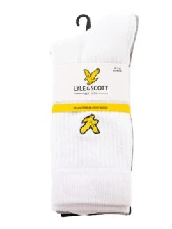 Lyle & Scott 3 Pack Hamilton Premium Socks - Black/Grey Marl/White -Standout Fashion Shop 49345f